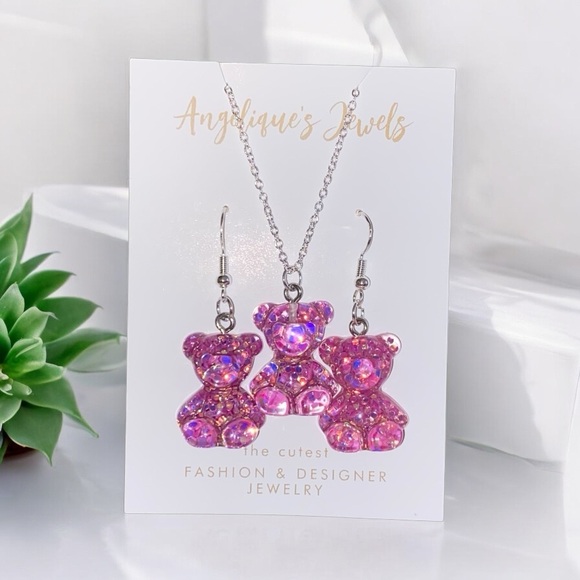 Iridescent Gummy Bear Earrings & Necklace Sets (Pick 1) - Picture 3 of 8